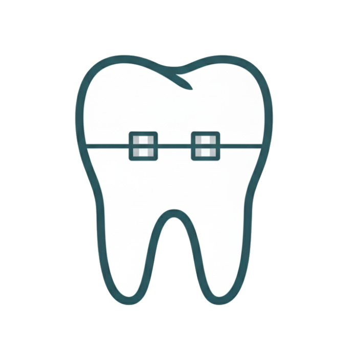 Ilustración de un diente con brackets
